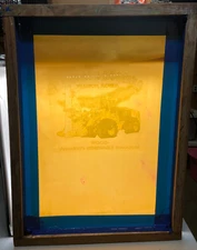 Vtg Barn Find Silk Screen Wooden Printing Frame "Harrison Logging" Mancave #09