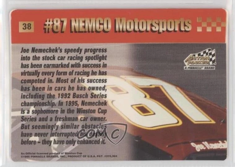1995 Action Packed Stars Joe Nemechek #87 NEMCO Motorsports #38 - Image 2 of 2