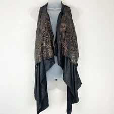 Pretty Angel Vest Womens Large Waterfall Animal Print Stretch Boho Festival Top