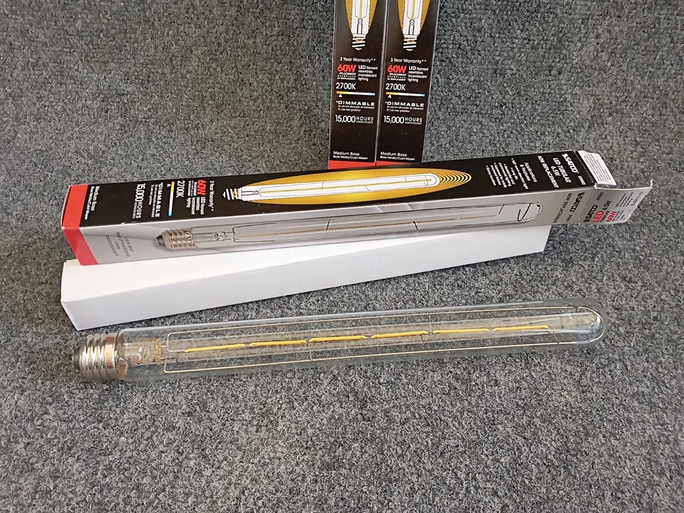 3x Satco S9582 LED Filament 12-Inches Bulb 8W =60W T9 Clear E26 120V 2700K - Image 3 of 3