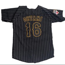 Shohei Ohtani Samurai Japan Baseball Jersey Black Pinstripe Mens Size L