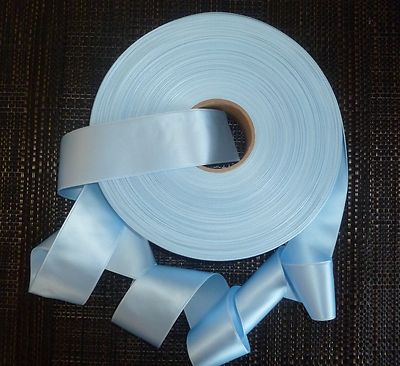 Bänder Satinband 40 mm breit Double Face Farbe Ciel 100 m Rolle