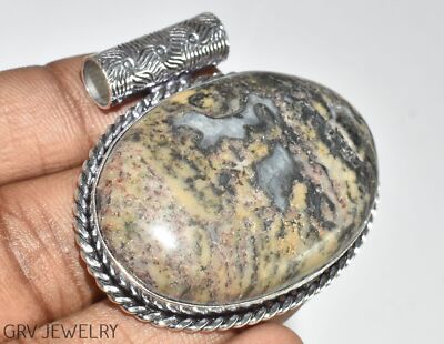 Wave Jasper Gemstone 1.7'' Handmade Pendant 925 Silver Plated U487-D145