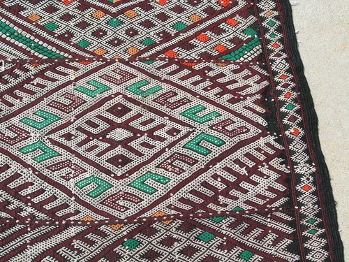 Alfombra plana tejida a mano fina de seda marroquí no comercial Zemmour de colección - Imagen 9 de 24