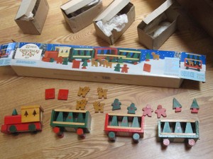 wooden christmas train set