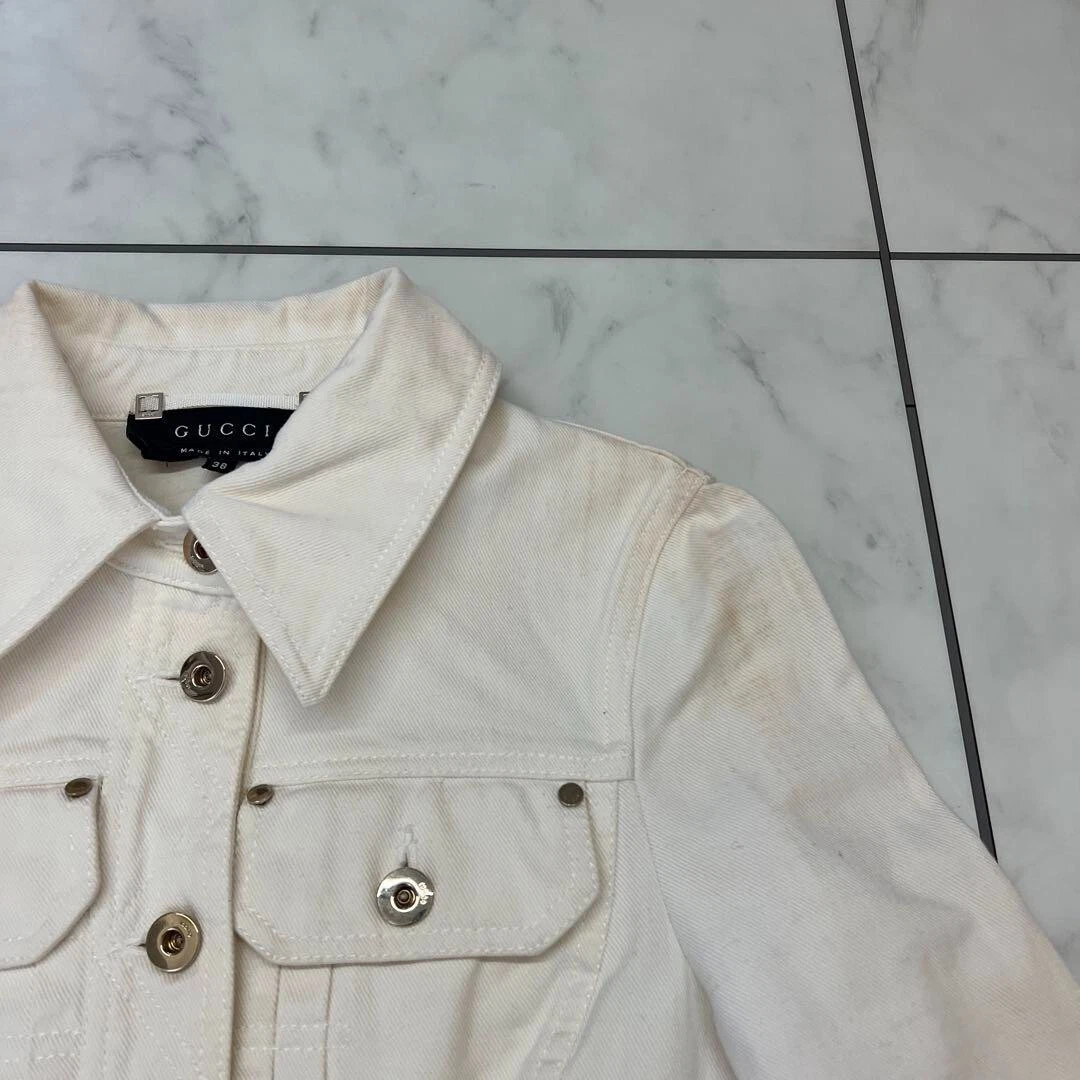 GUCCI Giacca Bluson Denim Donna Taglia 38 Bianco Off di JP