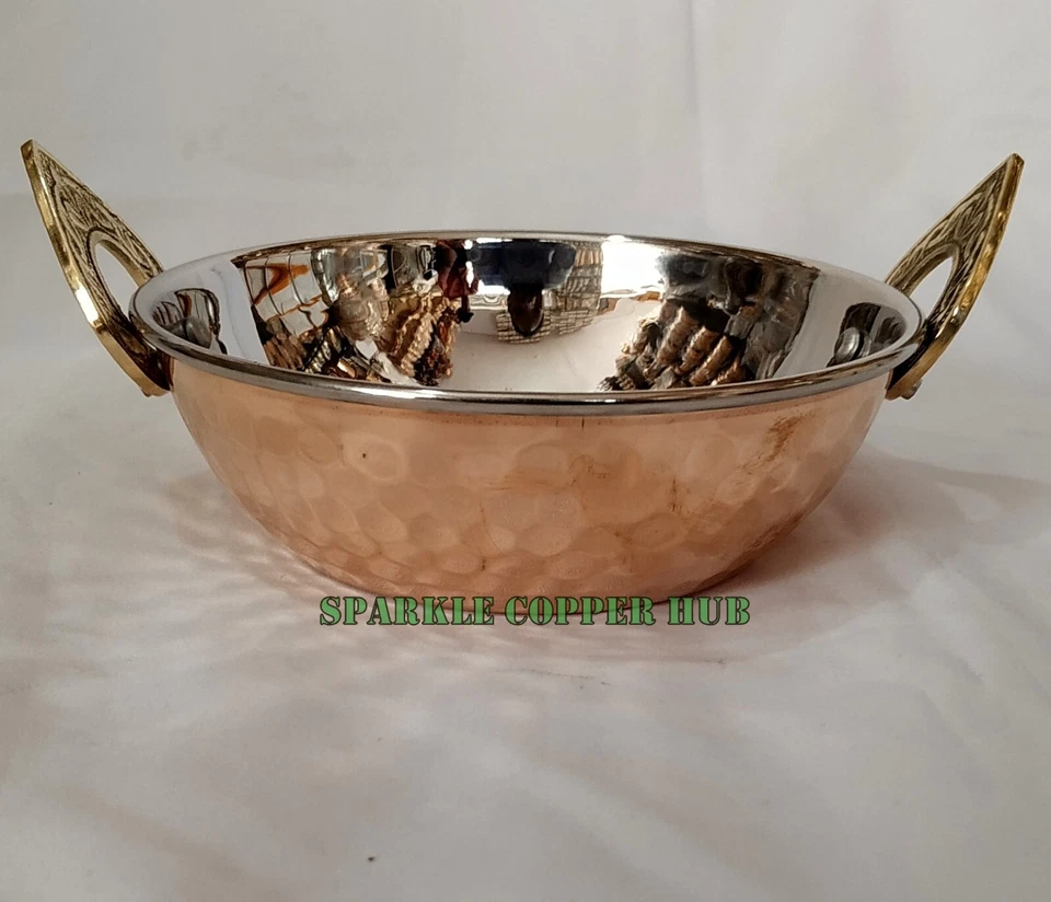 Stainless Steel & Copper Food Serving Wok, serving Dish 500 ML Hotel & Home Use - Image 4 of 4