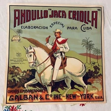 Antique Litho Cuba Caddy Crate Label Andullo Jaca Criolla Galban & Co NY