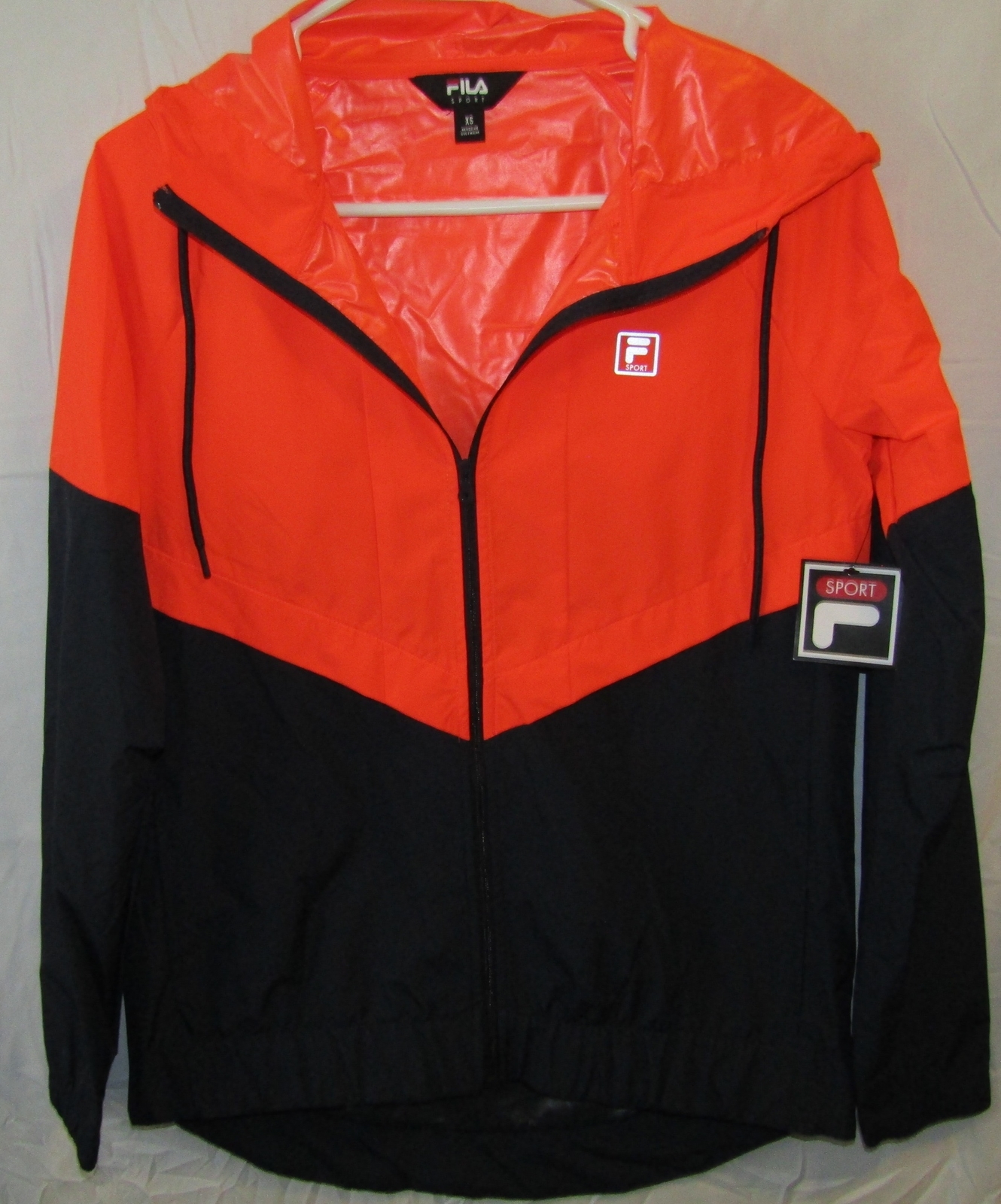 NUOVA FILA SPORT DONNA ARANCIONE E BLU ATLETICA GIACCA CON CAPPUCCIO ZIP TG XS M