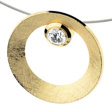 Ernstes Design Anhänger ohne Kette Edelstahl gekratzt mit Zirkonia AN979 Ø 25 mm