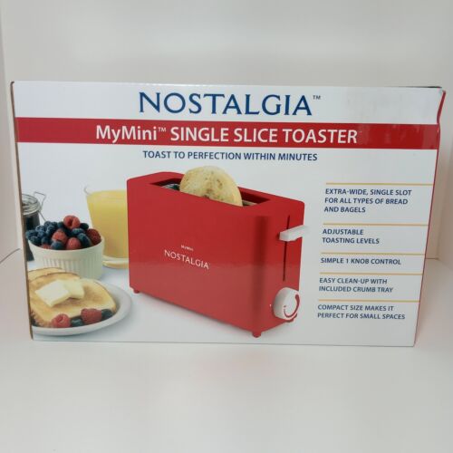 NEW Nostalgia MyMini Red Electric Single Slice Small Compact Toaster- SEALED NIB - Picture 15 of 15