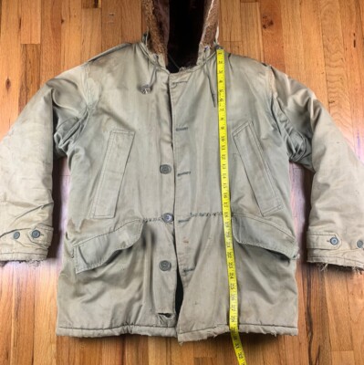 Vintage WWII B-11 Flight Jacket Hooded Military Army Fur Lined 40