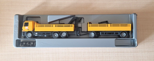 Herpa 148979 MB ACTROS M Max Bogl autotreno con gru OVP 1:87