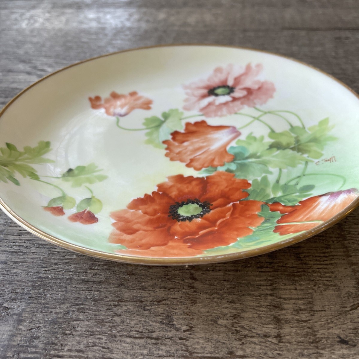 Antique Richard Ginori Italy hand painted Plate, artist signed