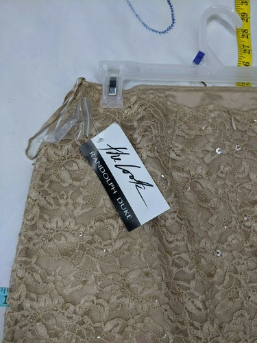 Randolph Duke Womens Sz 14 Acetate Lined Lacey Embellished Taupe Skirt (32") - Picture 4 of 9