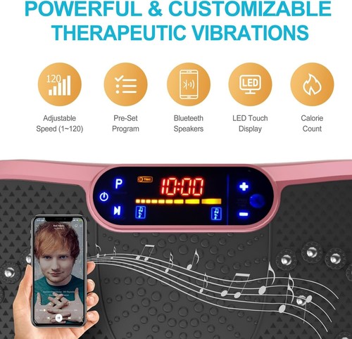 LED Display Vibration Plate with Resistance Bands & Ergonomic Design - 280 lbs - Picture 7 of 9