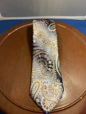 Barry Wang Men’s Blue 100% Silk Tie Paisley Necktie