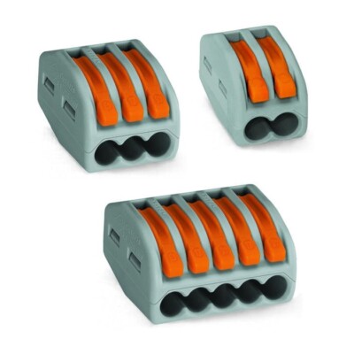 Wago 222 elektrische Steckverbinder Drahtblock Kabelklemme wiederverwendbar 2, 3, 5 Hebel