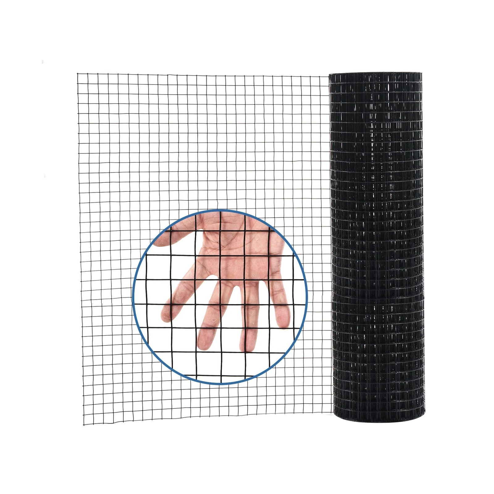 36'' x 50' 1inch Hardware Cloth 16 Gauge Black Vinyl Coated Welded