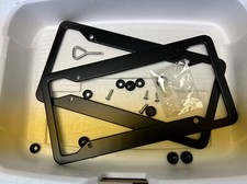 License Plate Frame Tag Cover Frame Black Color Steel Metal 2pcs With Screw Caps