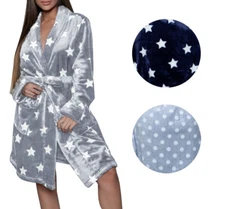 Women's Cozy Soft Leisure Geometric Shape Pattern Warm Belted Plush Robe