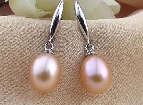 Fashion Jewelry Natural 8-9mm Freshwater Pearl Silver Dangle Earrings - Picture 6 of 13