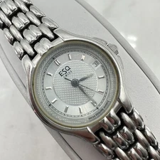 ESQ Swiss Silver Tone Date Stainless Steel Watch E5001 New Battery