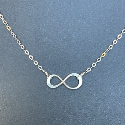 Sterling Silver 16  Infinity Loop Necklace Dainty Artisan Handmade READ