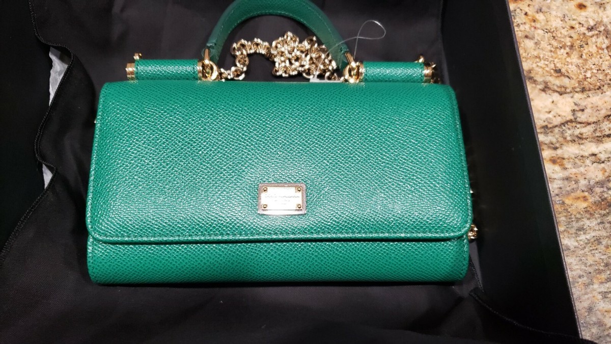 Sicily Mini Leather Crossbody Bag in Green - Dolce Gabbana