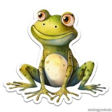 Cute Green Frog, Vinyl Decal Sticker, Indoor Outdoor, 3 Sizes, 12552