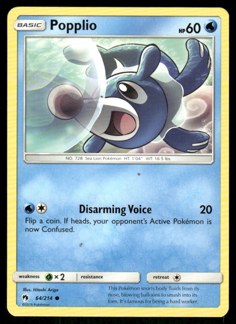 Popplio 64/214 Lost Thunder Pokemon TCG trading card