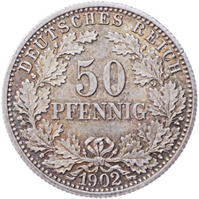 50 Pfennig 1902 F, Deutsches Reich / Kaiserreich FA1-36