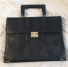CHIC DE PARIS Bag Black Leather Top Handle Po...
