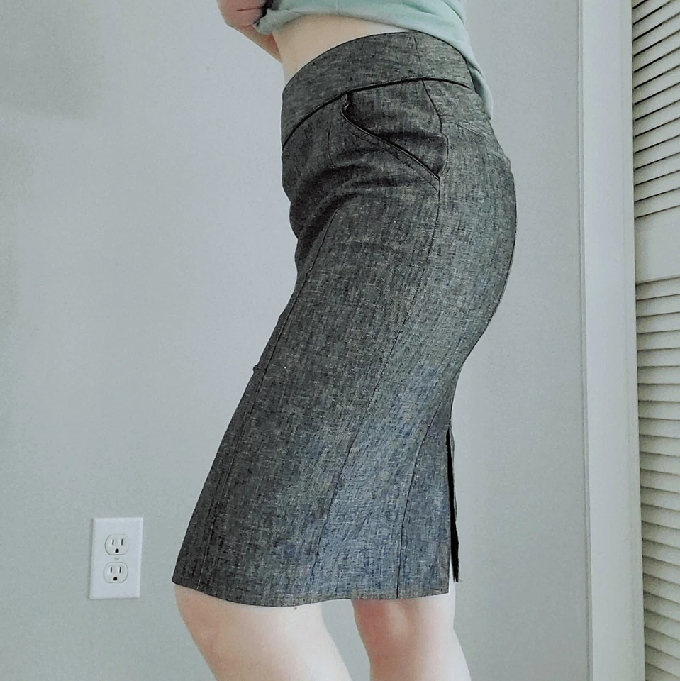 Iz A. Byer California Amy Byer Linen Cotton Blend Pencil Skirt Size 3 - Image 3 of 4