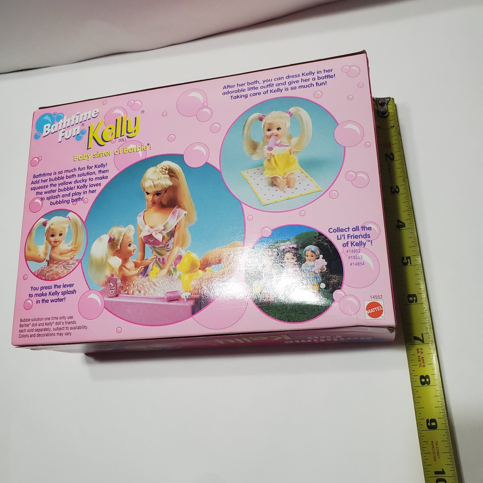 NIB Mattel 1995 Bathtime Fun Kelly Doll Baby Sister Of Barbie Vintage 14552 RARE