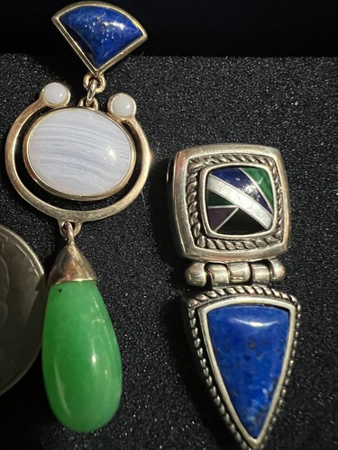 2 Sterling Silver Pendants with Various Stones beautiful pieces - Picture 4 of 8