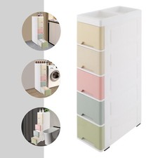 5 Tiers Narrow Storage Organizer Cabinet Sturdy Bathroom Floor Standing Cabinet