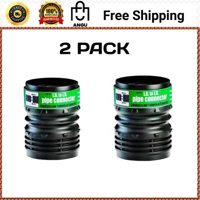 FLEX Drain 4 In. Black Copolymer Universal Drain Pipe Connector , 2Pack