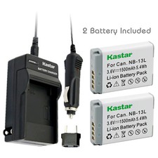 Kastar 2 Battery Normal Charger kit for Canon NB-13L NB13L CB-2LH