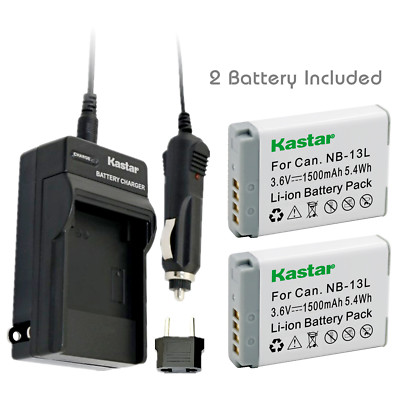 Kastar 2 Battery & Normal Charger kit for Canon NB-13L NB13L CB-2LH