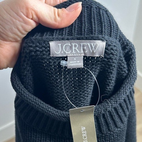NWT J. Crew 100% Cotton Chunky Knit Rollneck Textured Sweater Black Size Small - 第 13/16 張圖片