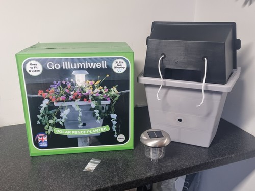 Grey Self-Watering Best Seller, Solar hanging Fence planter Basket Go IllumiWell - Picture 11 of 19