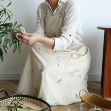 Women Embroidered Apron Kitchen Household Waterproof Crossback Apron Florist