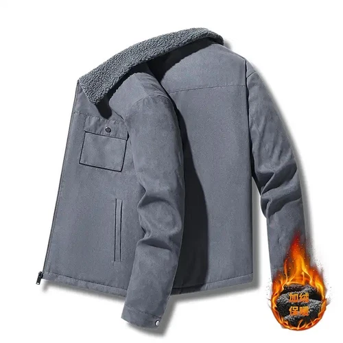 Winter Men Cargo Jacket Casual Warm Fleece Thicken Zipper Coat Streetwear - Bild 3 von 12