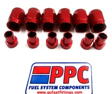6 pack 03 an tube nuts and tube sleeves Show Polished Red aluminum brake NOS