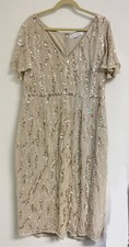 Mac Duggal Fully Embellished Flutter Sleeve Cocktail Formal Beaded Sequin Dress