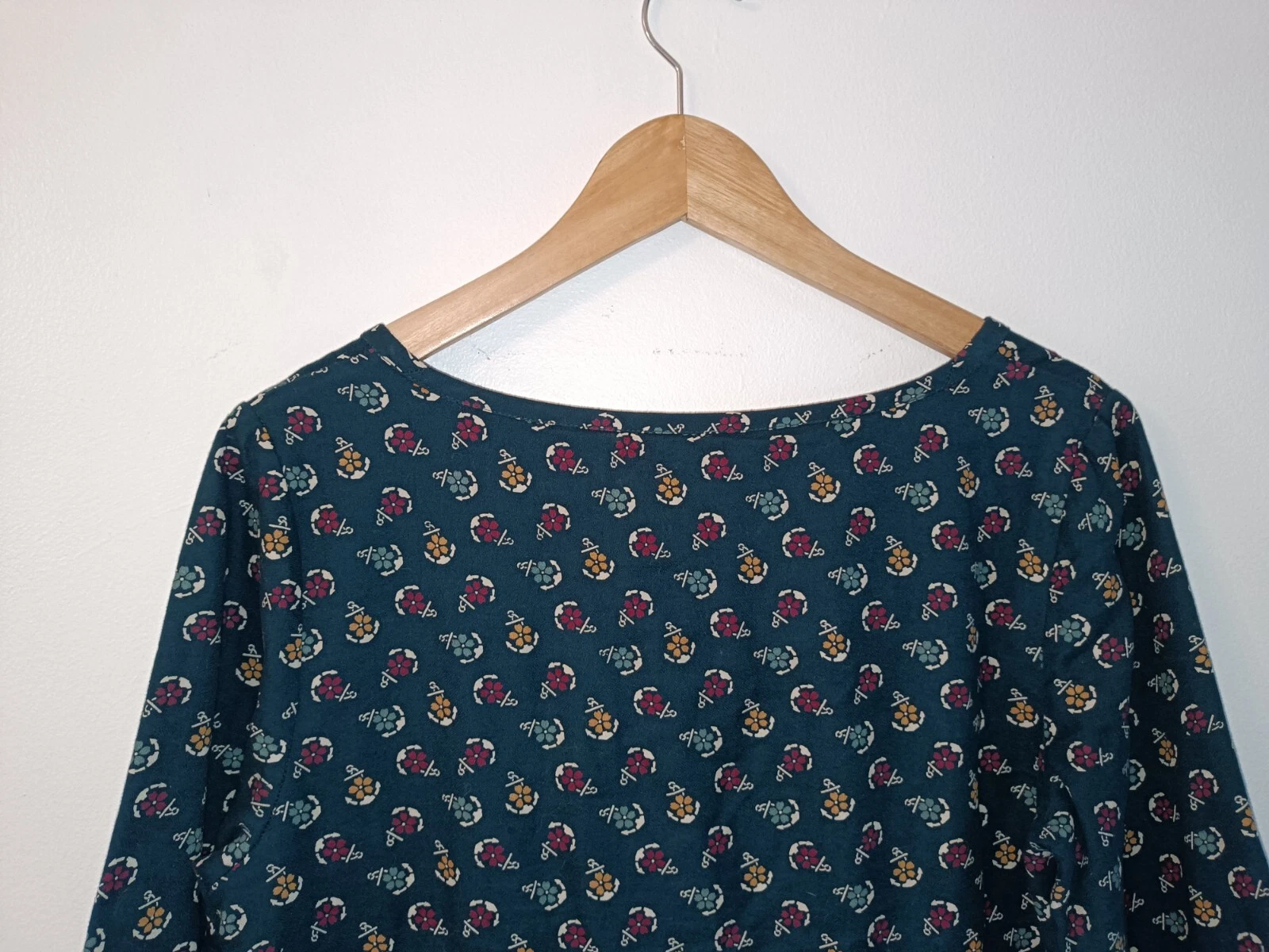 Abito tunica San Valentino cotone fantasia fiori e ancore verde acqua mare 12