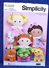 Peluche pupazzo morbido 18" Simplicity Pattern 12009/9910 con vestiti e animale domestico cane gatto coniglietto