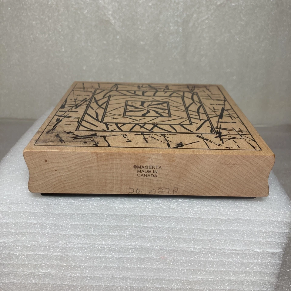 Sello de goma magenta 26.027.R marcos pinceladas cuadrados montados en madera de 5" x 5" Foto 3 de 4