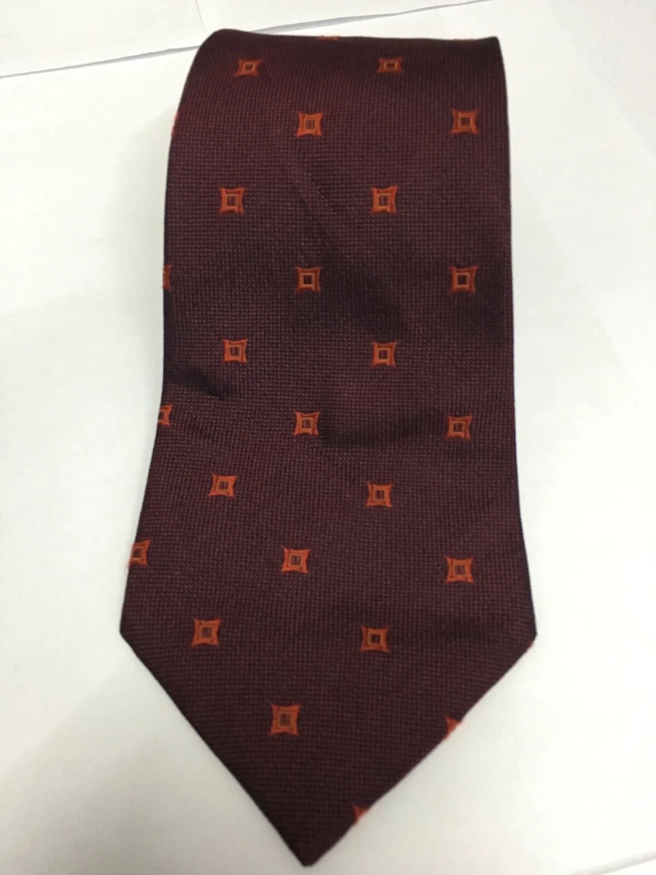 Auténtica corbata BALLY "pequeños cuadros" granate 100 % seda Foto 3 de 4
